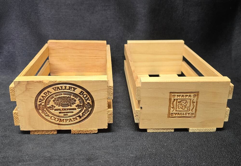 Vintage Napa Valley Cassette Wooden Storage Holds 12 Tapes - Set of 2